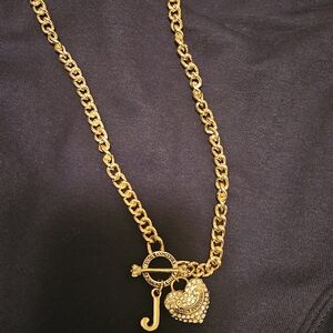 Juicy Couture Gold-Tone Heart & Initial Charm Necklace